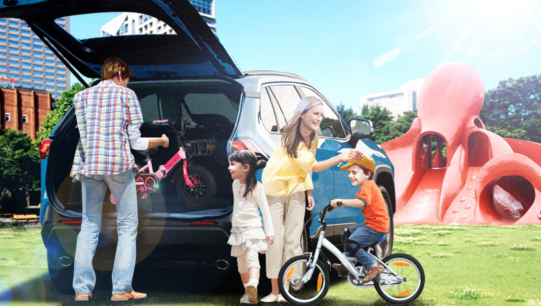 フォトリアル　車　家族