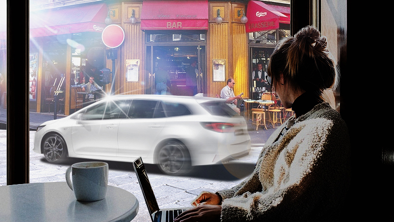 フォトリアル　車　ヨーロッパ街並み