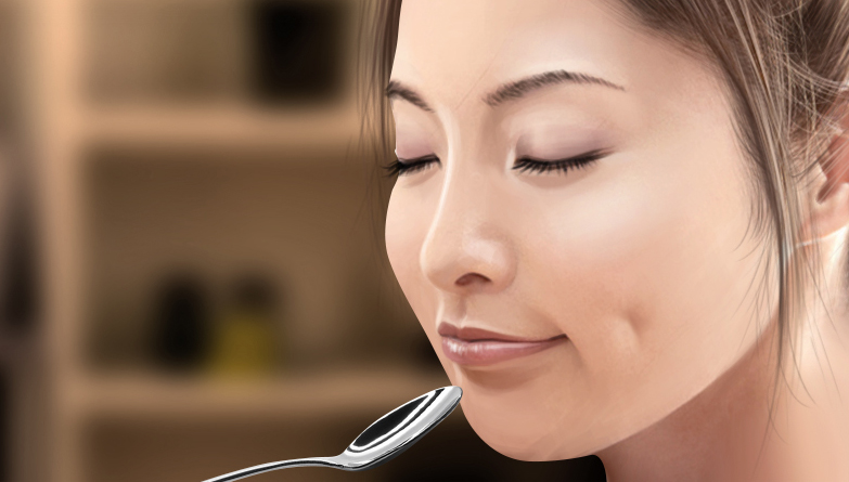 フォトリアル　人物　女性食事