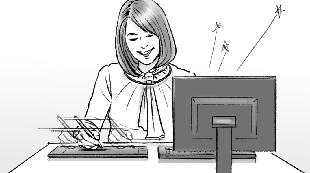 モノクロコンテ　人物　女性