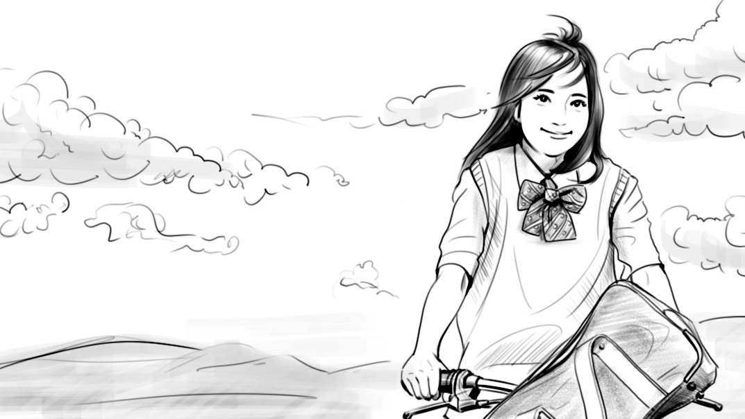 モノクロコンテ　人物　女性