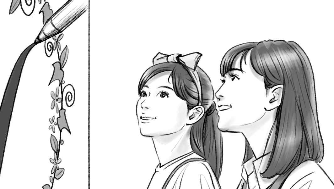 モノクロコンテ　人物　女性