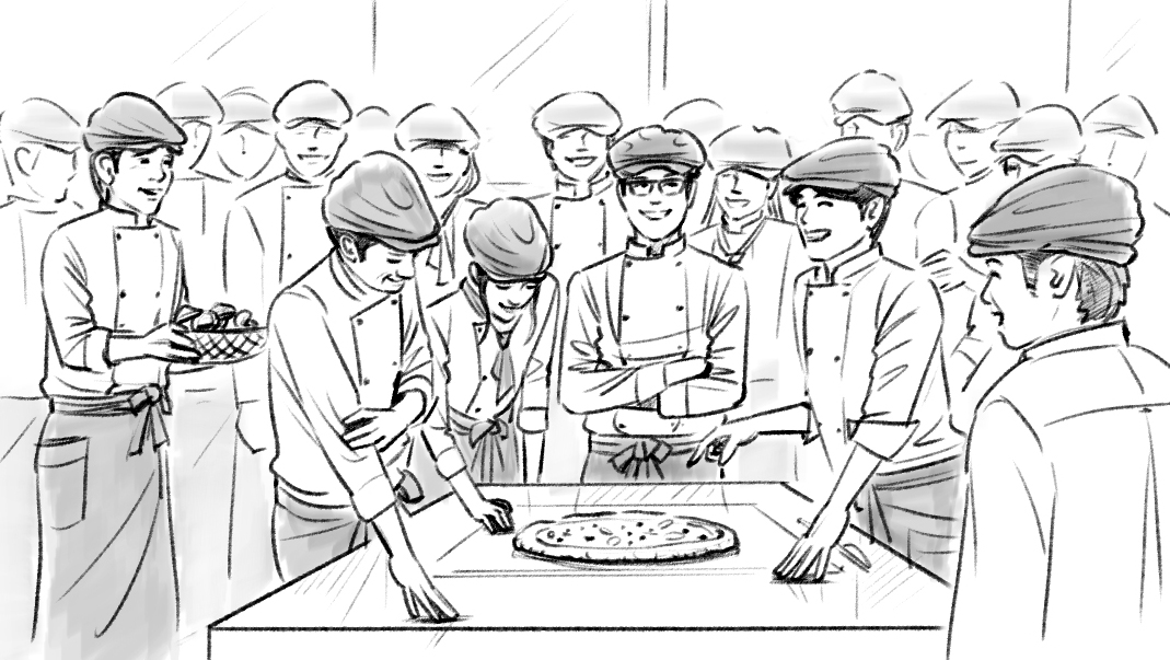 モノクロコンテ　人物　大勢