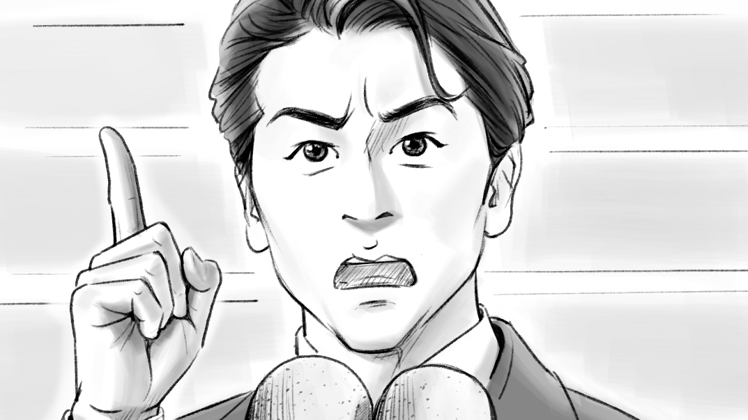 モノクロコンテ　人物　男性