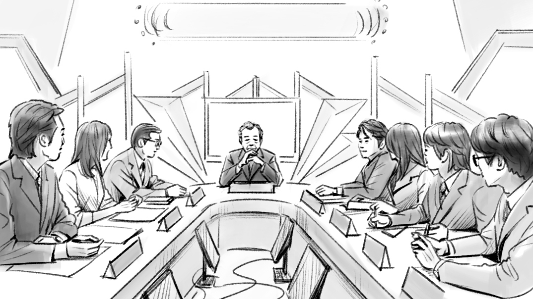 モノクロコンテ　人物　大勢