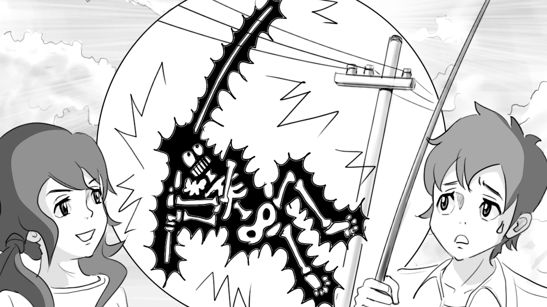 モノクロコンテ　漫画タッチ