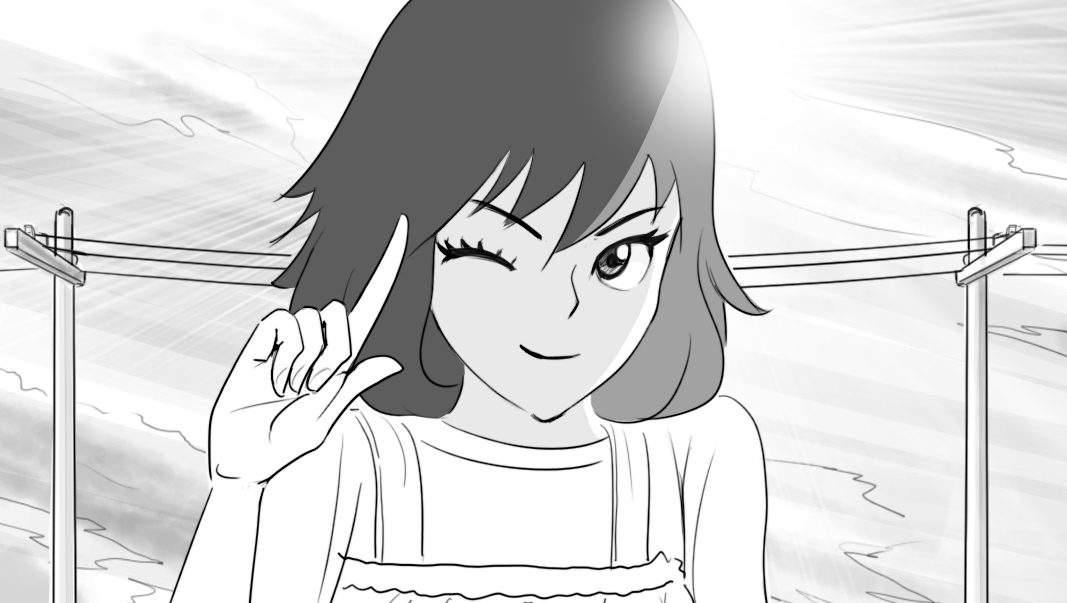 モノクロコンテ　漫画タッチ