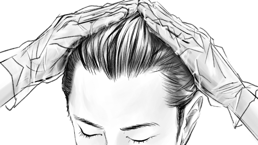 モノクロコンテ　人物　男性