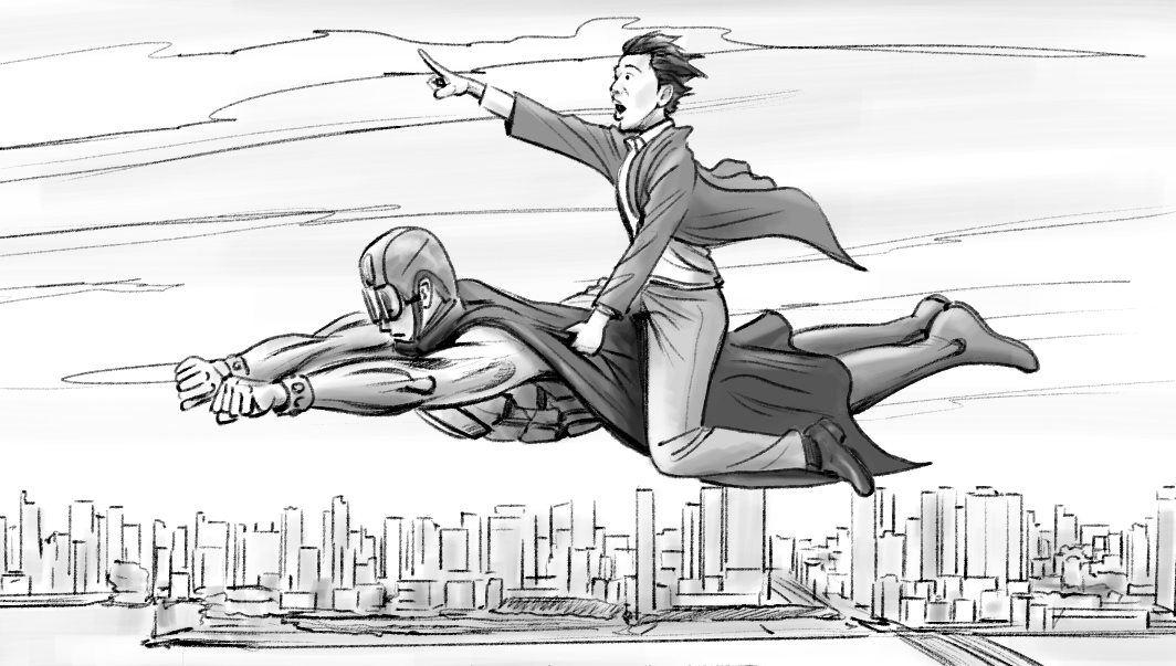 モノクロコンテ　人物　男性